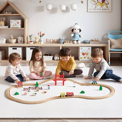 Wooden Train Track Set, 39-Piece, Magnetic, Compatible