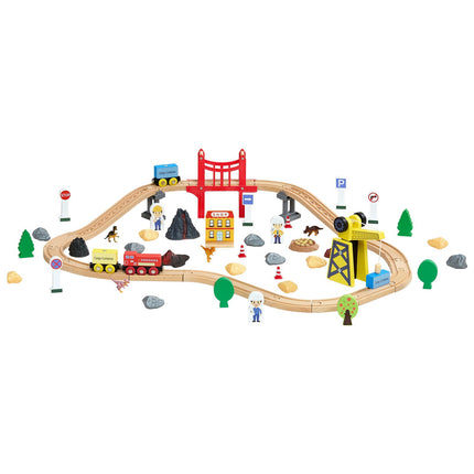Wooden Train Track Set, 70-Piece, Magnetic Crane