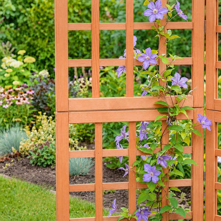 Wooden Trellis Screen, Light Brown, Small, 3 Panels