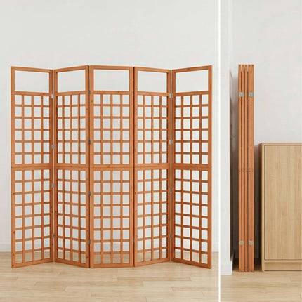 Wooden Trellis Screen, Light Brown, Small, 3 Panels