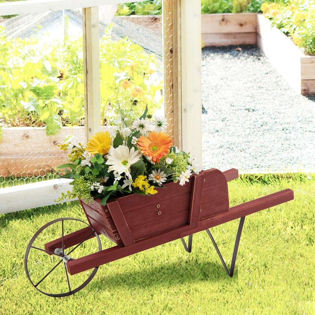 Wooden Wagon Planter, Pine Wood, 9 Magnetic Accessories