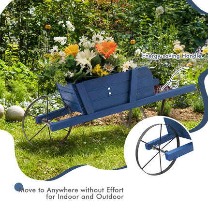 Wooden Wagon Planter, Pine Wood, 9 Magnetic Accessories