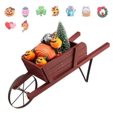 Wooden Wagon Planter, Pine Wood, 9 Magnetic Accessories
