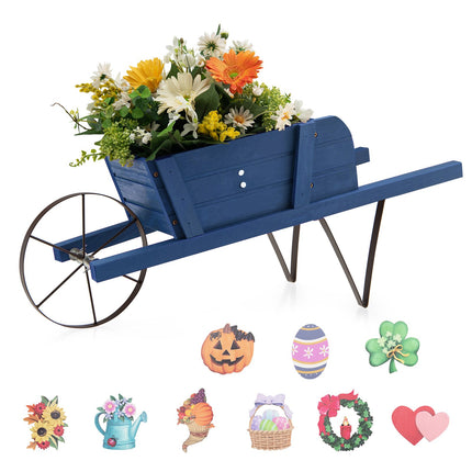 Wooden Wagon Planter, Pine Wood, 9 Magnetic Accessories
