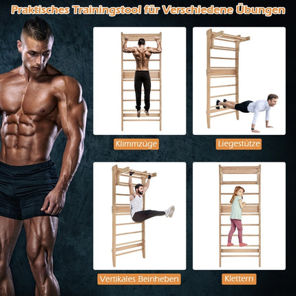 Wooden Wall-Mounted Gymnastics Ladder for Indoor Workouts