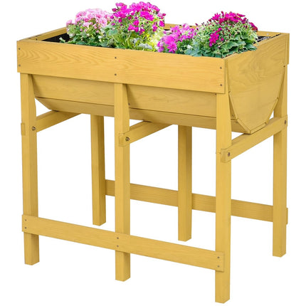 Wooden Yellow Raised Bed Flower Bed Planter Box