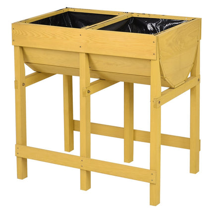 Wooden Yellow Raised Bed Flower Bed Planter Box