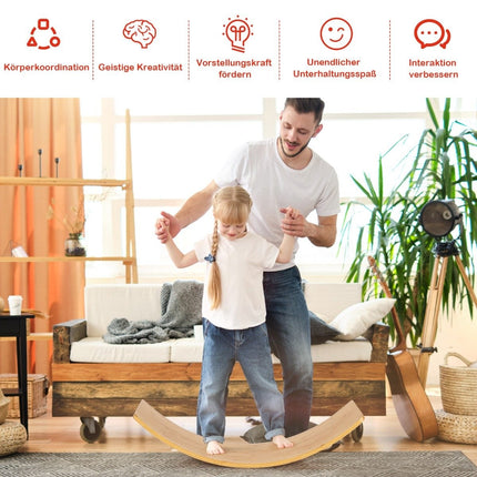 Wooden balance board bamboo board 90 x 30 x 16.5 cm natural