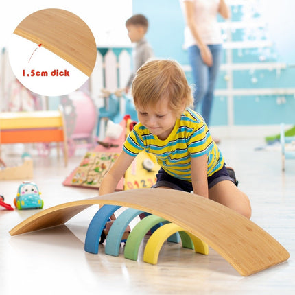 Wooden balance board bamboo board 90 x 30 x 16.5 cm natural