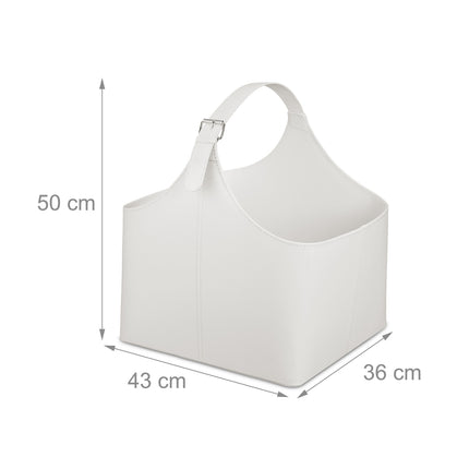 Wooden basket Imitation leather Cream White