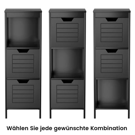 Wooden bathroom chest of drawers with 2 drawers 30 x 30 x 89 cm black