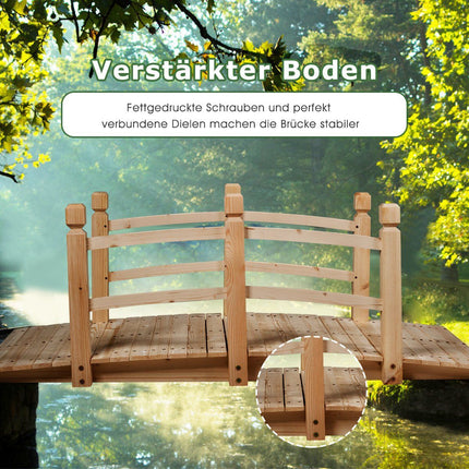 Wooden bridge pond bridge bridge garden bridge wooden footbridge with railing 150cm natural