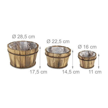 Wooden buckets - set of 3