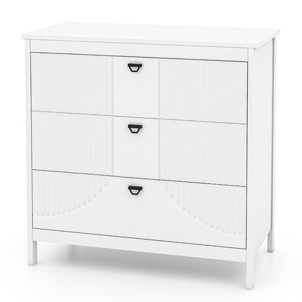 Wooden chest of drawers with 3 drawers and metal handles, modern sideboard drawer cabinet