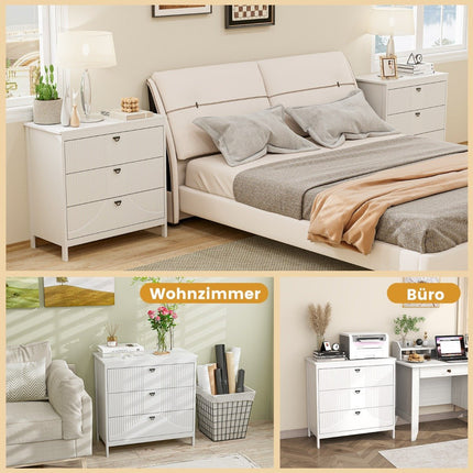 Wooden chest of drawers with 3 drawers and metal handles, modern sideboard drawer cabinet