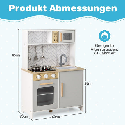 Wooden children's kitchen with microwave & stove & sink & oven play kitchen children's kitchen white
