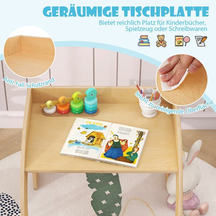 Wooden children's table with chair children's painting table with rounded edges children's seating group natural
