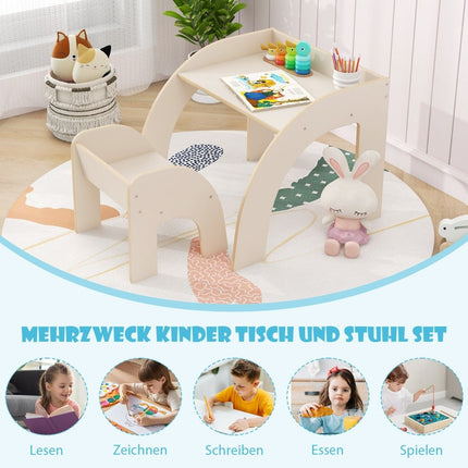 Wooden children's table with chair children's painting table with rounded edges children's seating group white