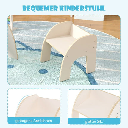 Wooden children's table with chair children's painting table with rounded edges children's seating group white