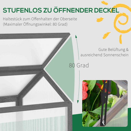 Mini Wooden Cold Frame Greenhouse, Winterproof, 90x52x49.5 cm