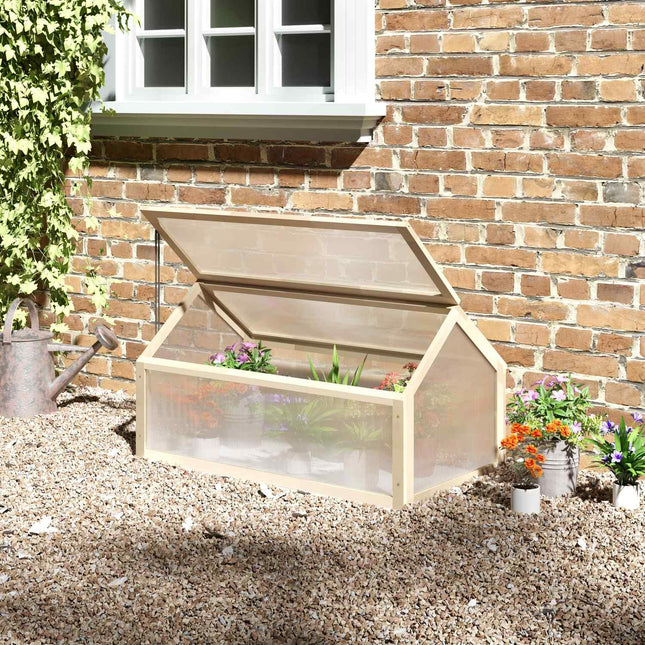 Wooden Mini Greenhouse Box - Winterproof, 90 x 52 x 49.5 cm