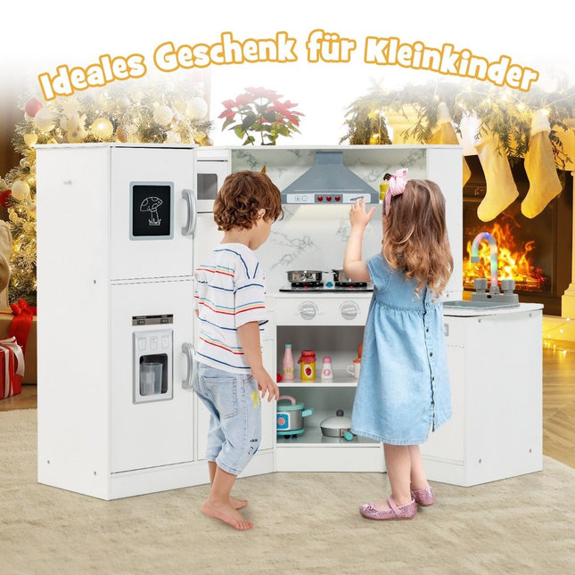 Wooden corner children's kitchen with light & sound & board & accessories children's kitchen play kitchen wooden kitchen white