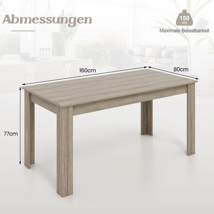 Wooden dining table 160 x 80 cm large table rectangular kitchen table dining table natural