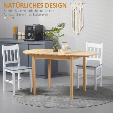 Foldable Pine Wood Dining Table, Drop-Leaf, Seats 4-6
