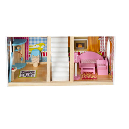 Wooden dollhouse - villa with swimming pool D11251