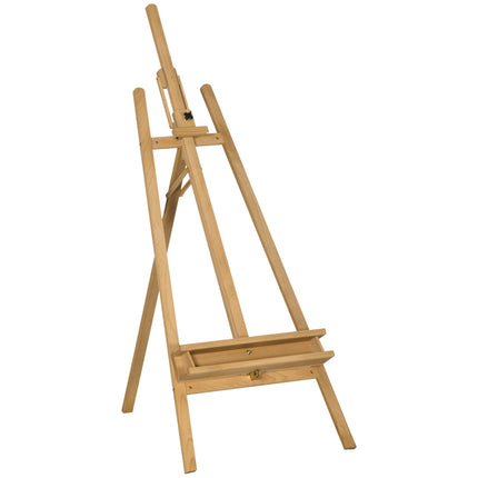 Adjustable wooden easel 180-235 cm with shelf and canvas holder