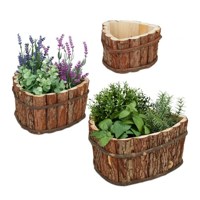 Wooden flower box - set of 3