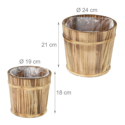 Wooden flower pot - set of 2