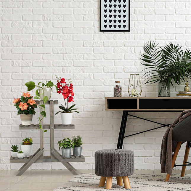 Wooden flower staircase with 3 steps
