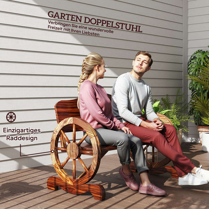 Garden bench with 2-seat wheels, weatherproof, limit of 240 kg