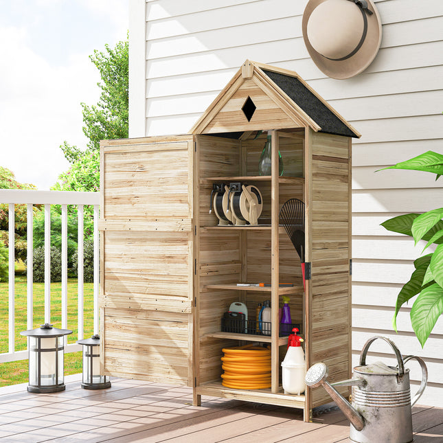 Waterproof Garden tool shed in wood, Asphalt roof, 80x49x170 cm