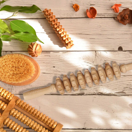 Wooden massage roller