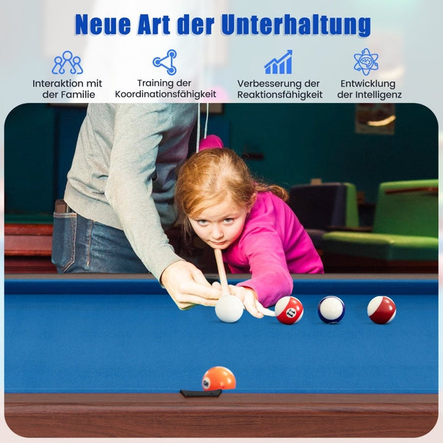 Wooden pool table with 2 cues 2 chalks &amp; Triangle &amp; Brush billiard table table billiard blue