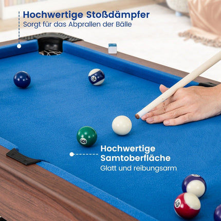 Wooden pool table with 2 cues 2 chalks &amp; Triangle &amp; Brush billiard table table billiard blue