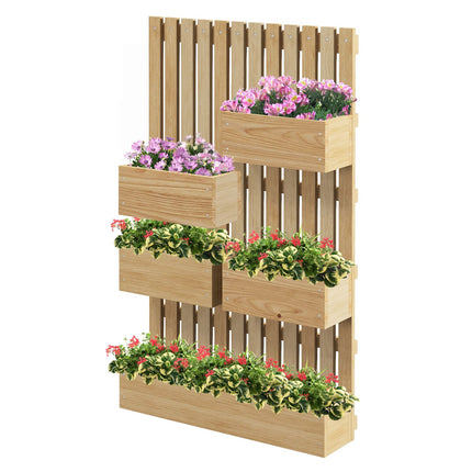 Adjustable wooden raised garden bed with trellis 60x16x100 cm
