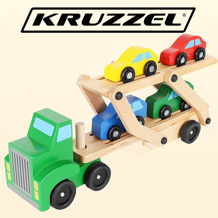 Wooden truck - tow truck + set of cars 22698