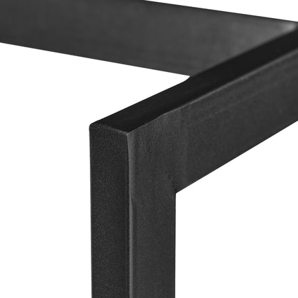 Wood stand in tall metal