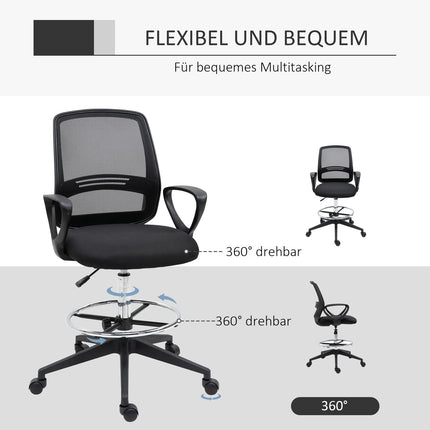 Ergonomic swivel office chair, height adjustable with footrest