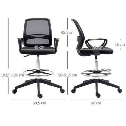 Ergonomic swivel office chair, height adjustable with footrest