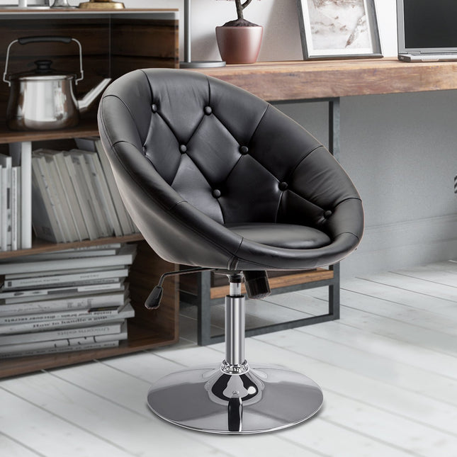 Adjustable swivel office chair, PU & steel, black/white
