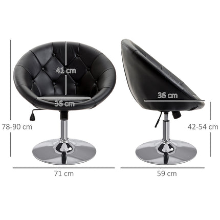 Adjustable swivel office chair, PU & steel, black/white