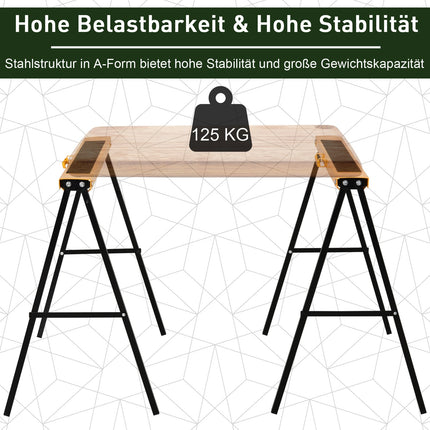 Folding steel saw horse - non-slip, 125 kg capacity