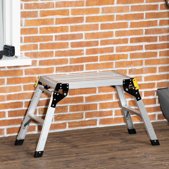 Folding workbench and platform, aluminum, 150 kg capacity