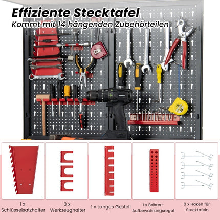 Workbench with Pegboard, Drawers, Metal Frame, 81x41x155 cm