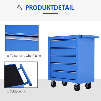 Mobile workshop trolley with 5 drawers - Red