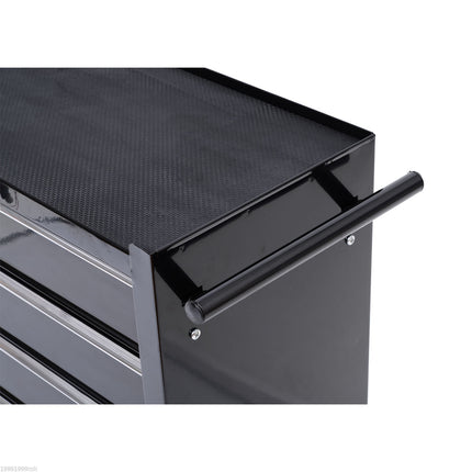 Lockable black tool trolley with 5 drawers & handle